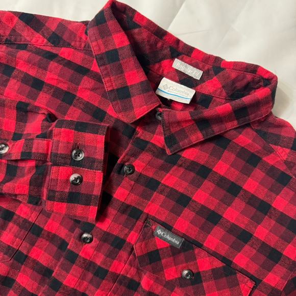 Columbia Omni-Wick Regular Fit Flannel‎ Shirt Men's Sz L Long Sleeve Red Check - Picture 1 of 11